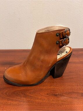 Freebird by Steven Cognac Leather Open-Back Mule with Double Buckles